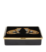 Enamel Twin Leopards Decorative Box with Gold Trims