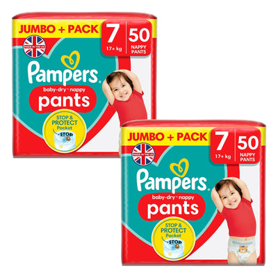 Pampers Baby Dry Pants Size 7 Nappies 2 x 50 Pack