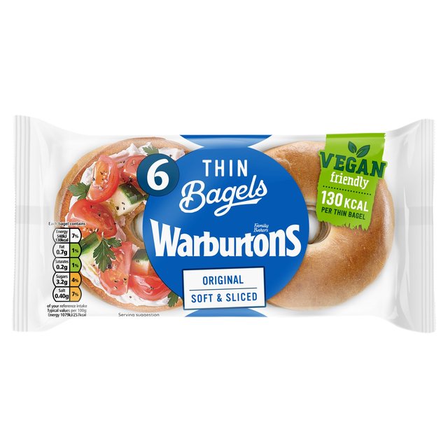 Warburtons Plain Thin Bagels 6 per pack GOODS M&S