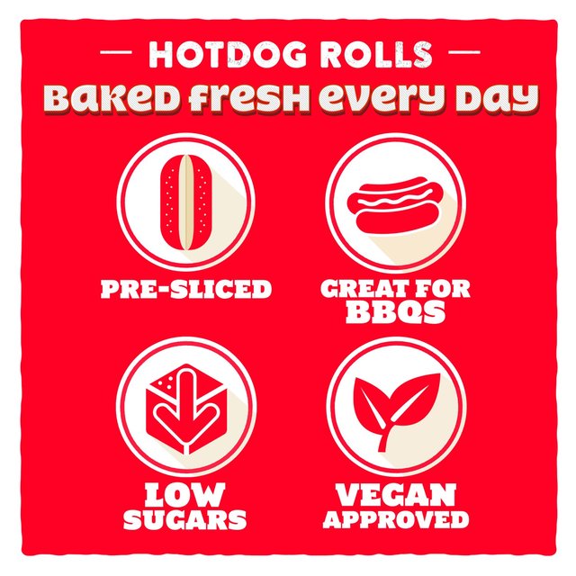 Warburtons Hot Dog Rolls 6 per pack GOODS M&S