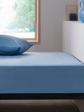 Blue polycotton deep fitted sheet - British product
