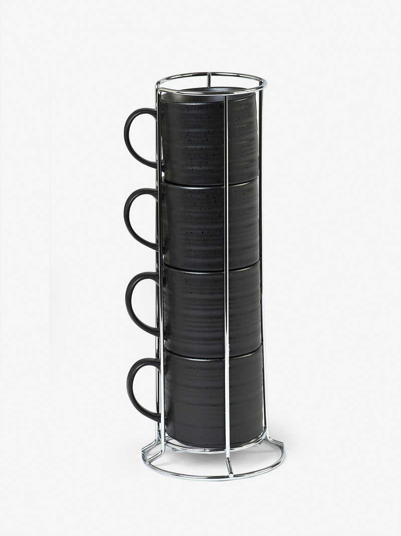 Black Bronx Set of 4 Stacking Espresso Mugs
