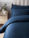 Navy Collection Luxe 300 Thread Count Cotton Sateen Satin Stitch Luxury Duvet Cover And Pillowcase Set