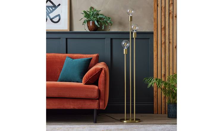 Habitat Exposed Bulb 3 Light Floor Lamp - Brass