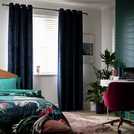 Argos Home Velvet Eyelet Curtains - Ink - 229x229cm