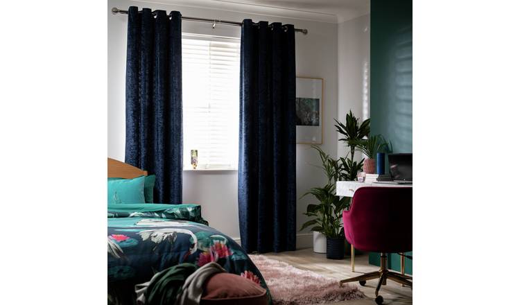 Argos Home Velvet Eyelet Curtains - Ink - 229x229cm