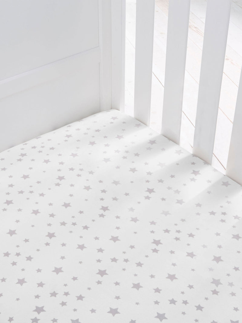 Silentnight Grey Stars cot bed fitted sheets 2 pack (British brand)