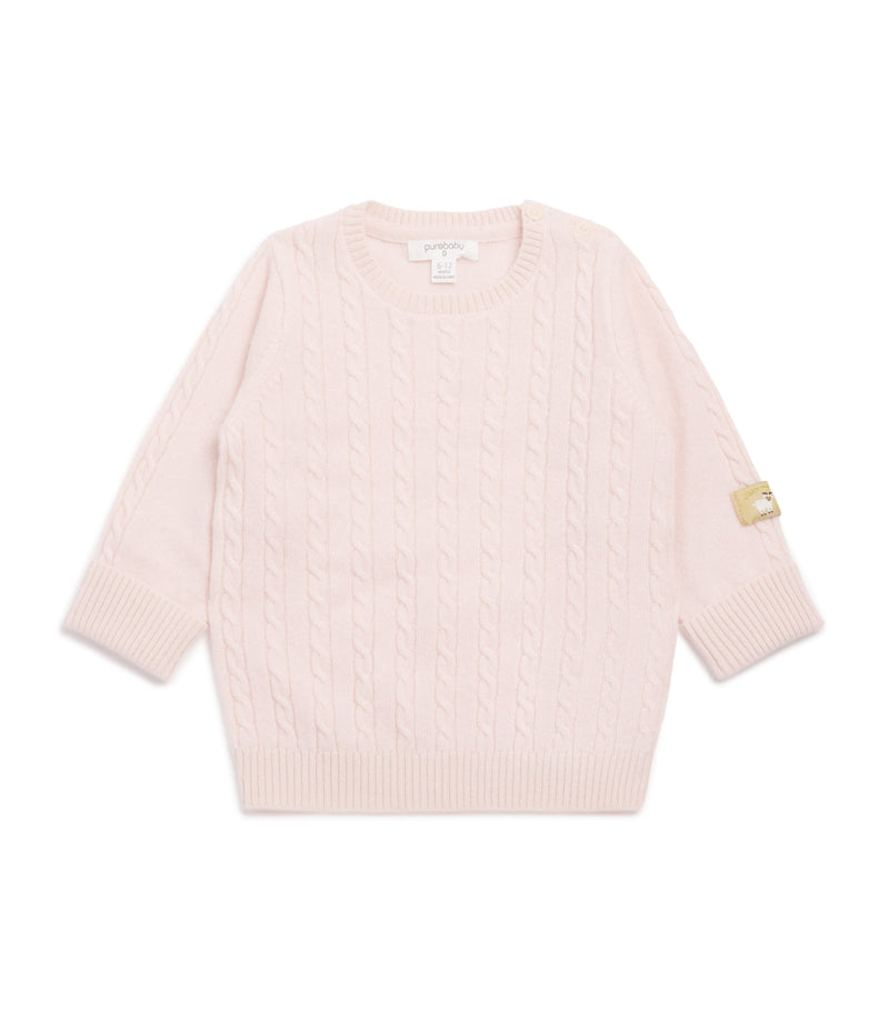 Purebaby cashmere cable-knit sweater for babies 0-12 months, imported from the UK