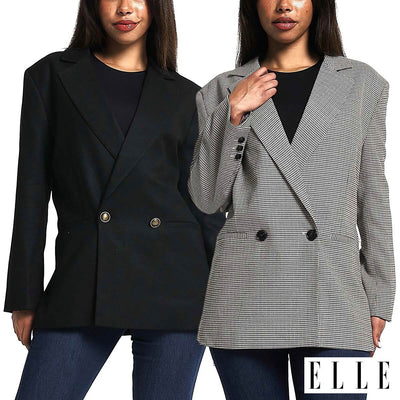Elle Ladies Blazer Black & Brown Women's Blazer Sizes 10, 12, 14, 16