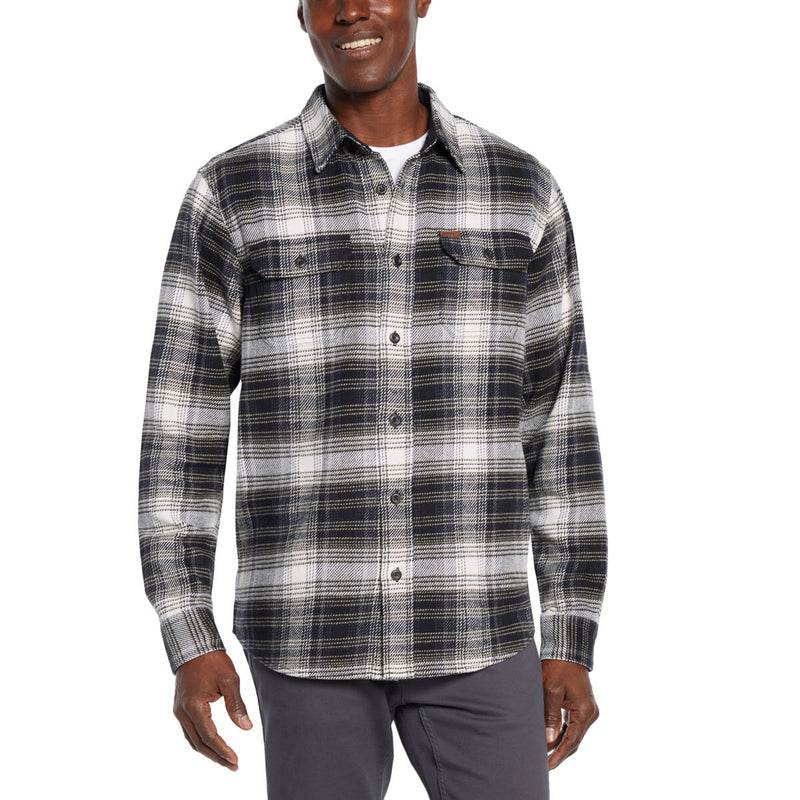 Orvis men's flannel shirt in blue, brown, grey, imported from the UK