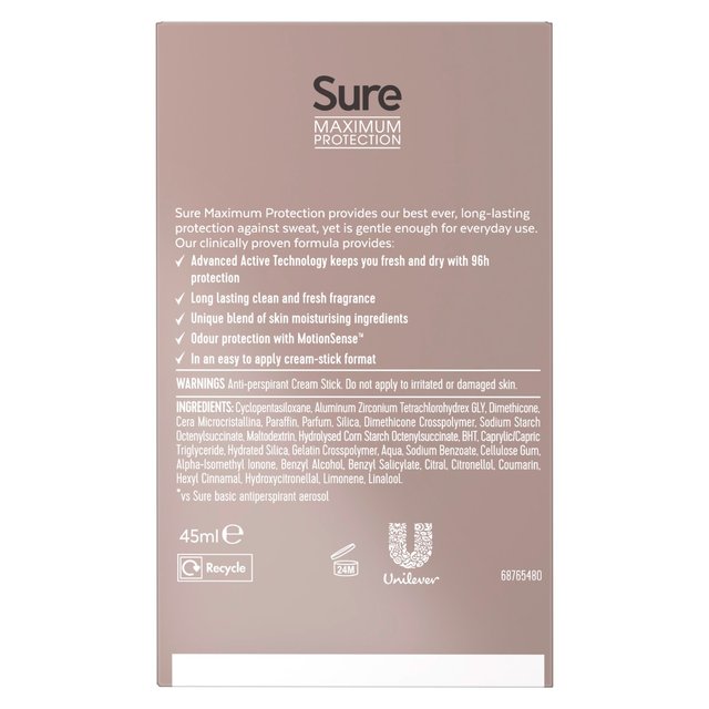 Sure Women Maximum Protection Sports Anti-Perspirant Deodorant Cream 45ml GOODS M&S