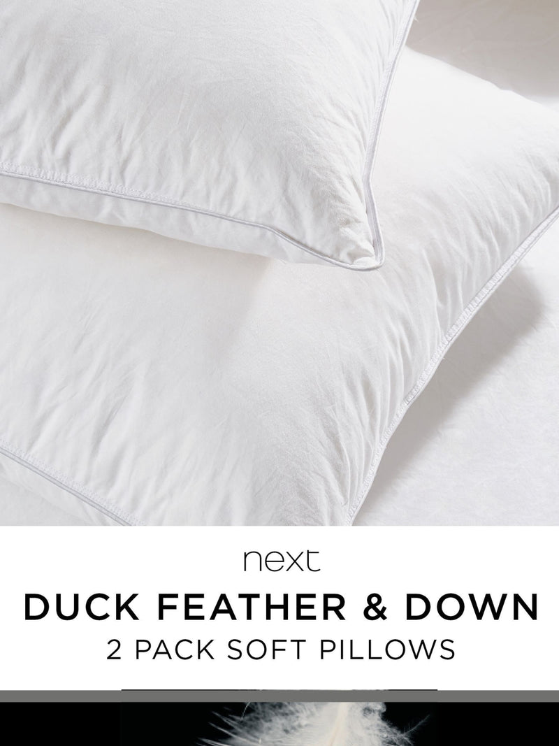 2 Pack Soft Duck Feather And Down Pillows