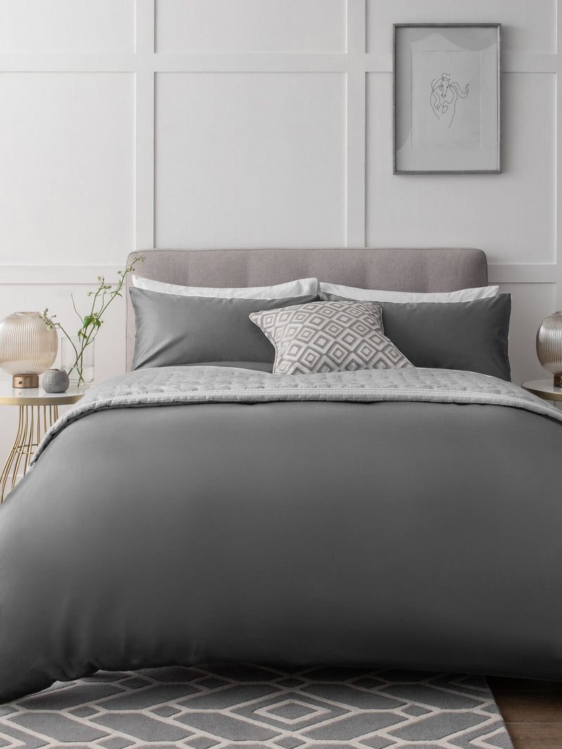 Charcoal Grey Egyptian cotton duvet cover and pillowcase set - British product