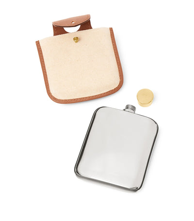 Decorative Hip Flask with Polo Player Design, Leather and Brass Hardware, 355ml