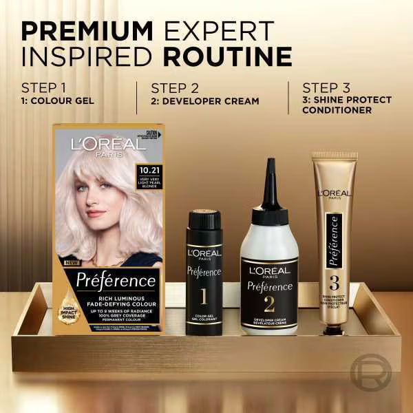 L'Oreal Preference very light pearl blonde hair dye, UK version