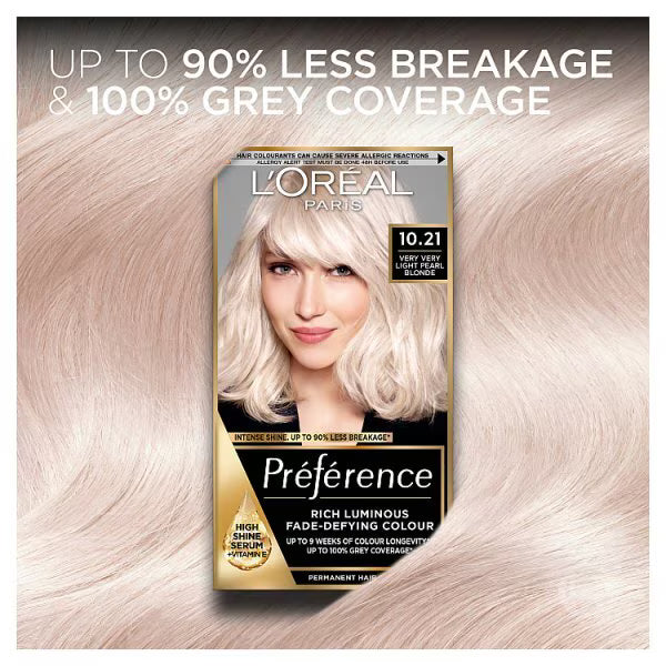 L'Oreal Preference very light pearl blonde hair dye, UK version