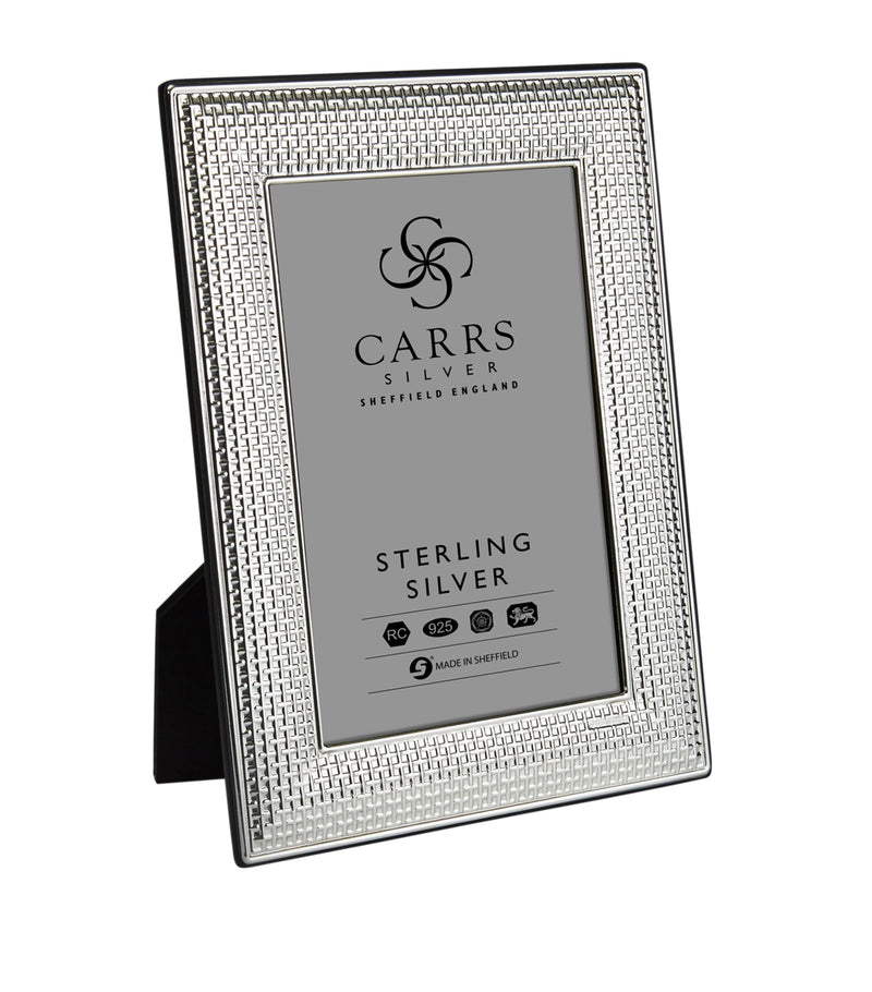 Carrs sterling silver photo frame cross stitch 7x5 inches, UK version