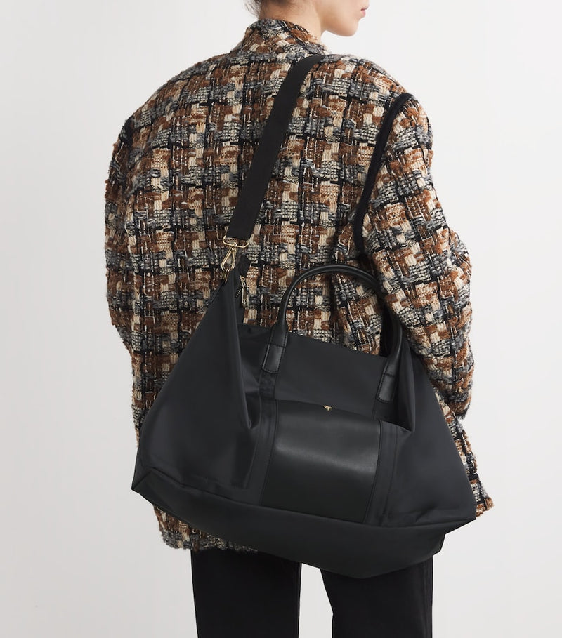 Harrods nylon overnight tote bag with leather trim and gold hardware, UK version