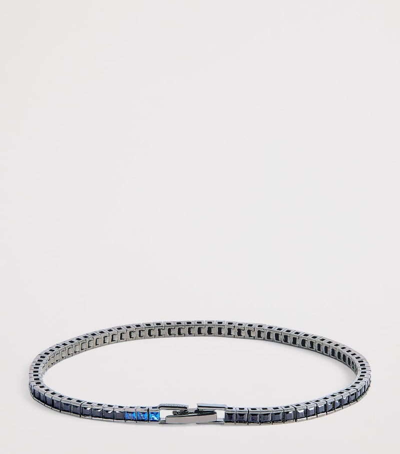 Tateossian sterling silver tennis bracelet with nano stones (British brand)