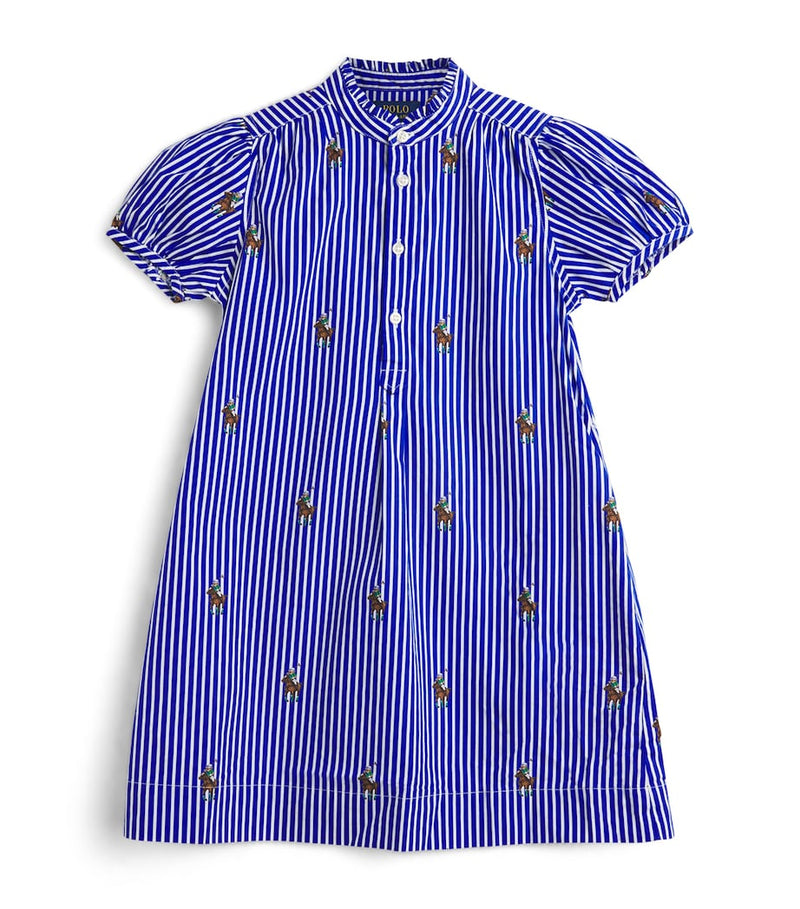 Ralph Lauren Kids Cotton Stripe Polo Bear Dress (2-7 Years), imported from the UK