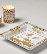 Porcelain Change Tray with Hand-Painted Gold Florals - Large Size