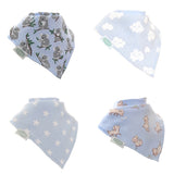 Ziggle Cuddly Blues Bandana Dribble Bib Set Pack of 4