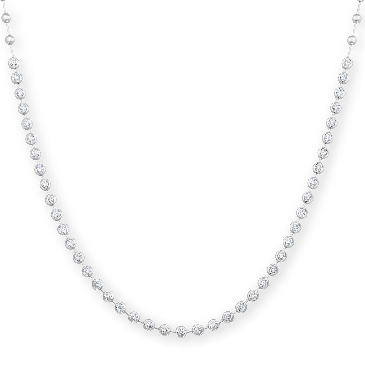 3.00ctw Round Brilliant Cut Diamond Necklace, 18ct White Gold - McGrocer