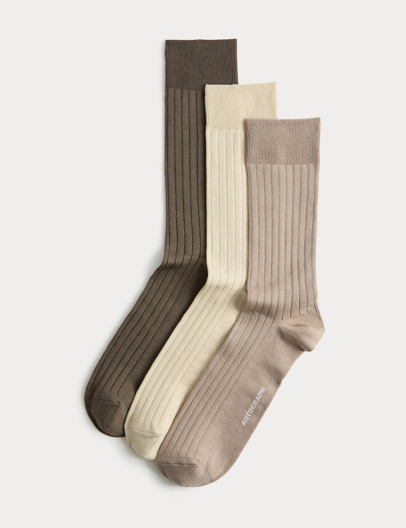 Autograph Egyptian Cotton Ribbed Socks 3 Pack - British product