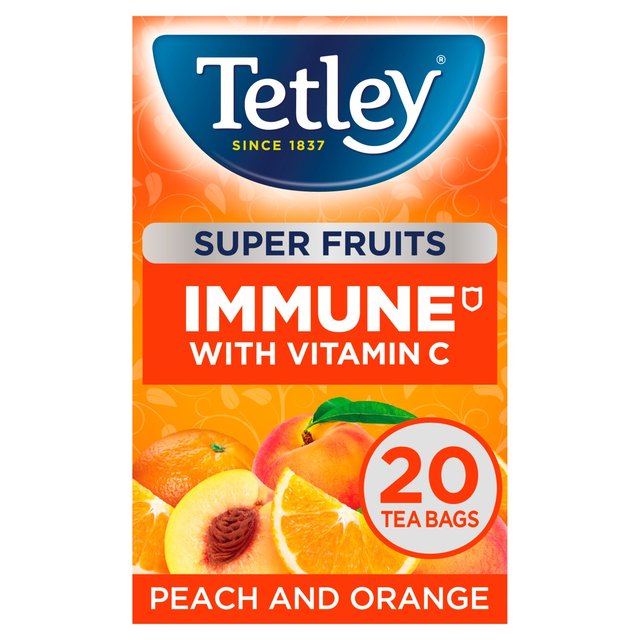 Tetley Super Fruit Tea Immune Peach & Orange Tea Bags 20 per pack GOODS M&S