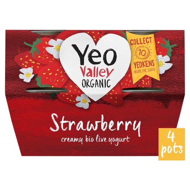 Yeo Valley Organic Strawberry Yoghurt Pots 4 x 110g GOODS M&S