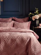 Paoletti Blush Pink Quilted Velvet Duvet Cover and Pillowcase Set