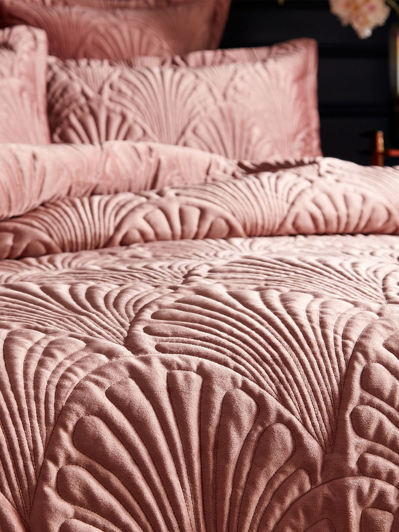 Paoletti blush pink velvet duvet cover set, imported from the UK