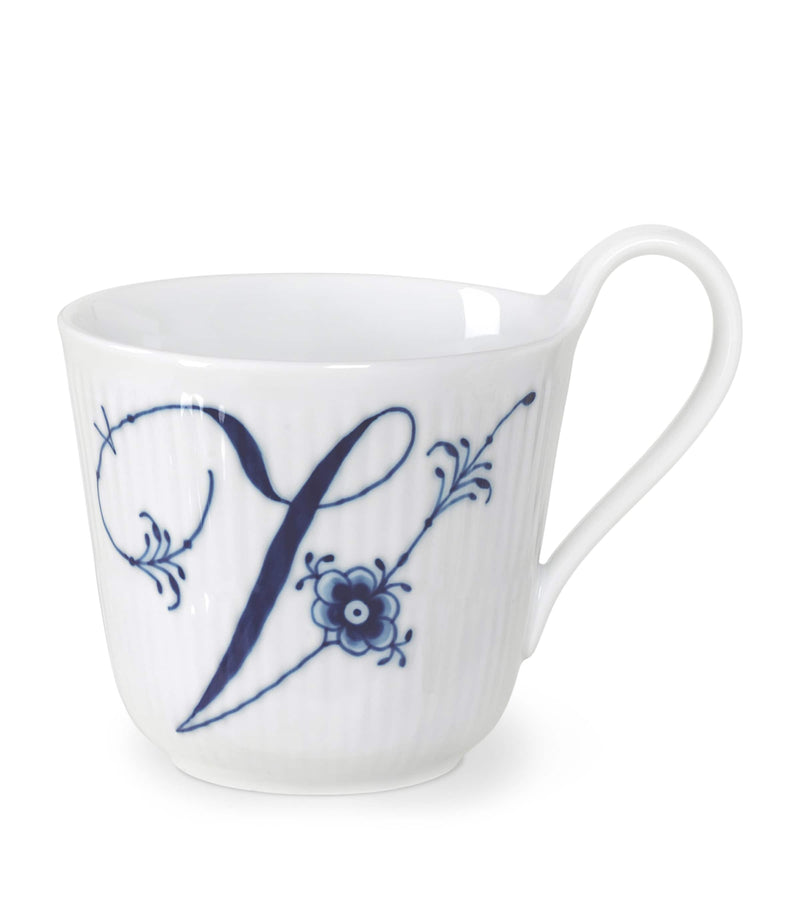 Royal Copenhagen porcelain mug Blue Fluted Alphabet, imported from the UK
