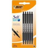 Bic Soft Feel Black Ball Point Pen Pack of 5 Comfortable Grip