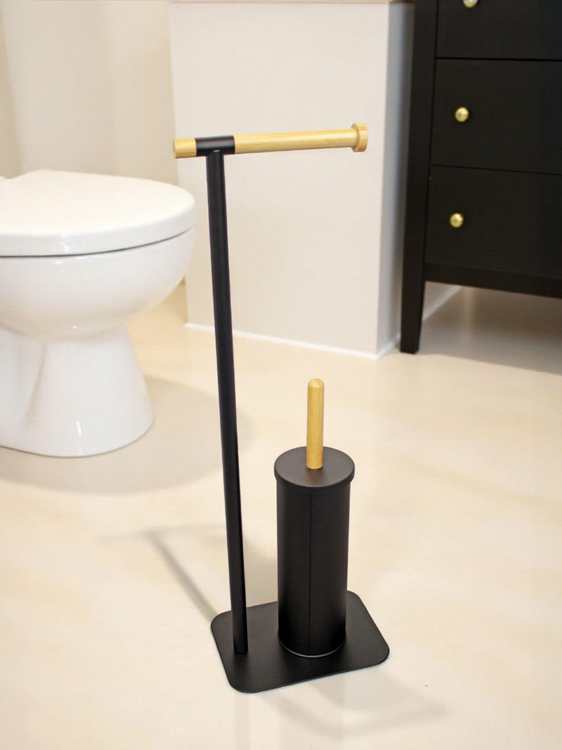 Showerdrape Black Sonata Toilet Roll and Toilet Brush Holder