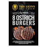 The Lions Kingdom ostrich burgers 4 x 8 x 120g (British brand)