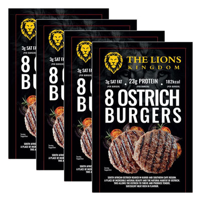 The Lions Kingdom Ostrich Meat Burgers 4 x 8 x 120g