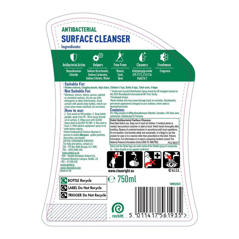 Dettol antibacterial surface cleanser 4 x 750ml - British product