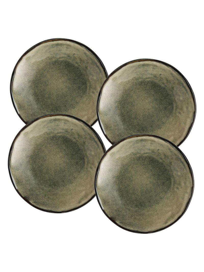 Dutch Rose Green Set of 4 Dinner Plates Set of 4 Side Plates