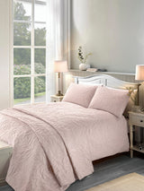 Serene Pink Luana Quilted Duvet Cover Set