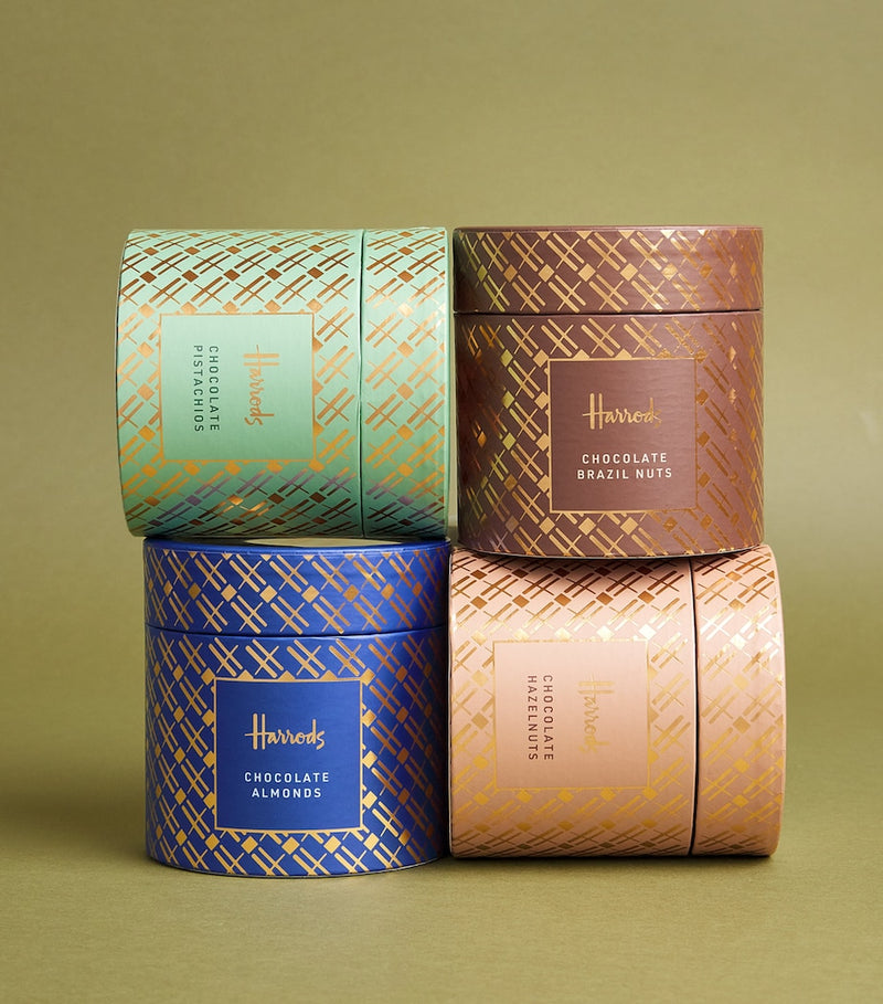 Harrods chocolate hazelnuts milk, dark & white chocolate coated 325g, UK version