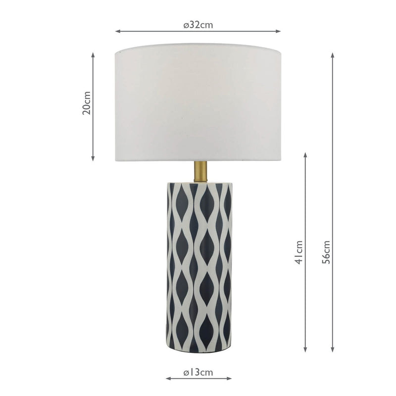 Weylin navy and white ceramic table lamp (British brand)