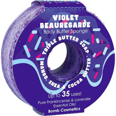 Bomb Cosmetics Body Buffer Soap Sponge Violet Beauregarde Exfoliating Shower Sponge