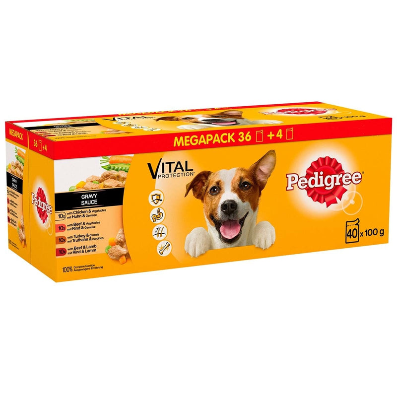Pedigree Variety Pouch in Gravy wet dog food 40 x 100g, imported from the UK