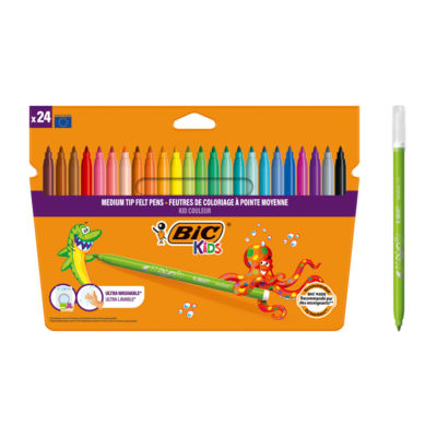 Bic Kid Couleur felt tip coloring pens pack of 24 - British product