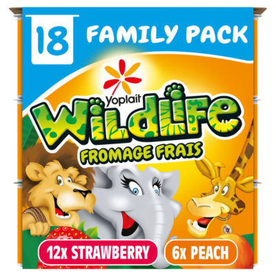 Wildlife Kids strawberry peach yoghurt pots 18x45g (British brand)