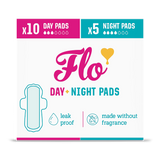 Flo Bamboo Period Pads Combo Pack 10 Day 5 Night 15 Pads