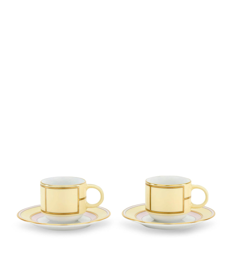 GINORI 1735 Giallo coffee cups and saucers set of 2, UK version