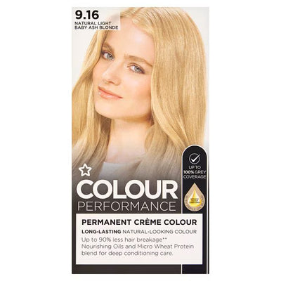 Superdrug Colour Performance Permanent Hair Dye 9.16 Natural Baby Ash Blonde