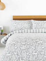 Grey Christmas Scandi Woodland 100% Brushed Cotton Duvet Cover and Pillowcase Set